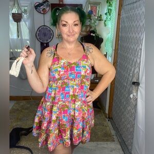 Island Beach Multicolor Vintage Lightweight Sun Dress Size Small